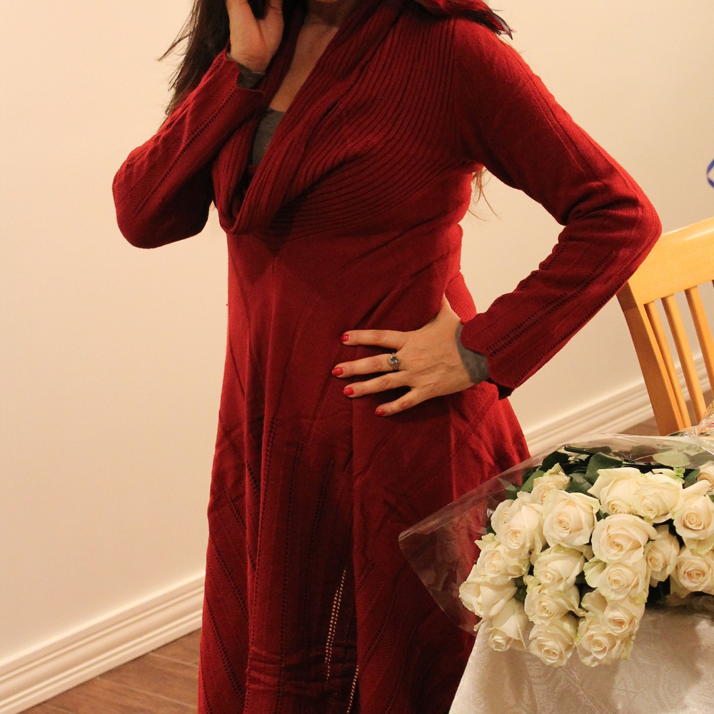Red burgundy warm dress medium